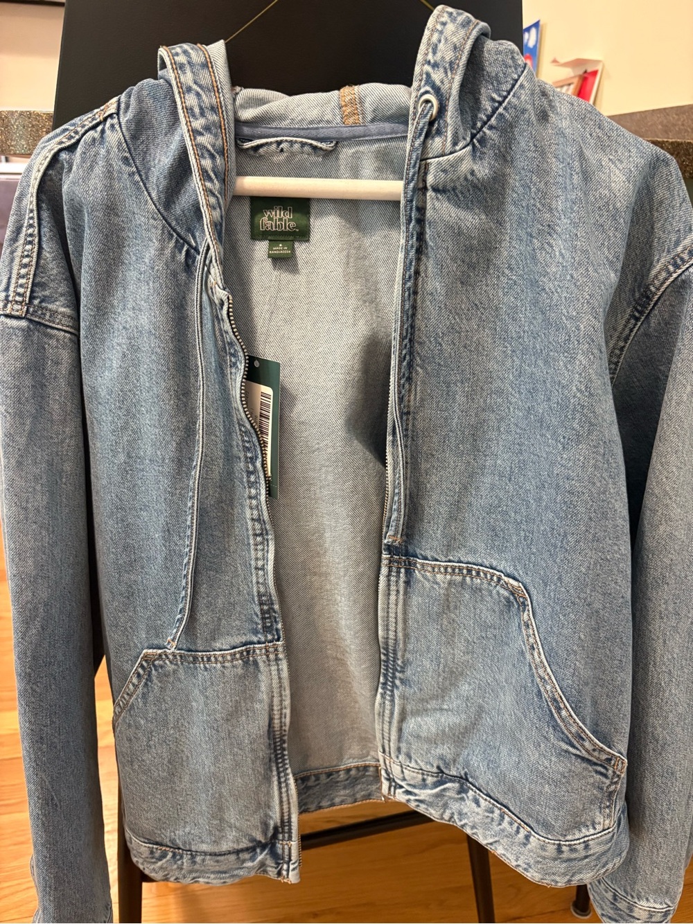 Wild Fable / Target faded blue denim hoodie jacket - size S - Picture 3 of 3